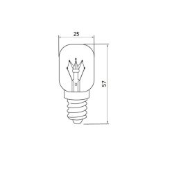   UltraTech kályhaizzó 25W 240V E14 125lm 300°C 25x57mm UT-S25E14