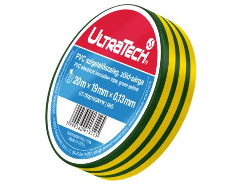 UltraTech szigetelőszalag, 20x19mm, zöld-sárga